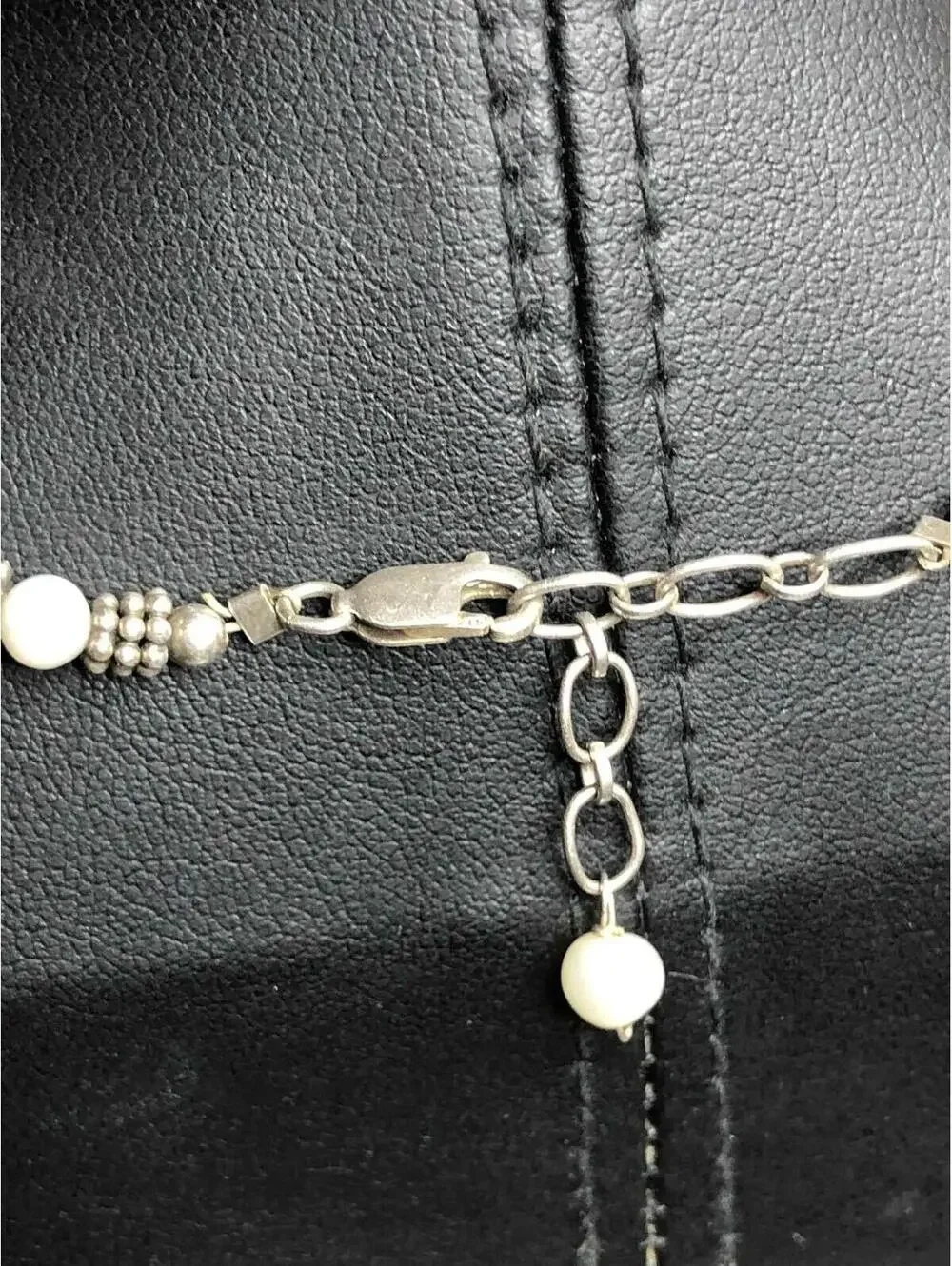 7868 VNTG Sterling 925 Victorian picture pendant 16" Pearl 925 necklace 21 grams - Picture 5 of 5